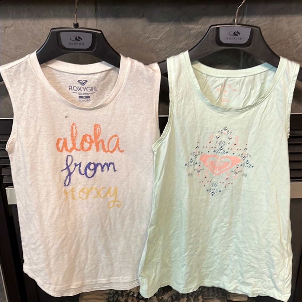 Roxy Girl Tank Tops - size 14 - White and Mint